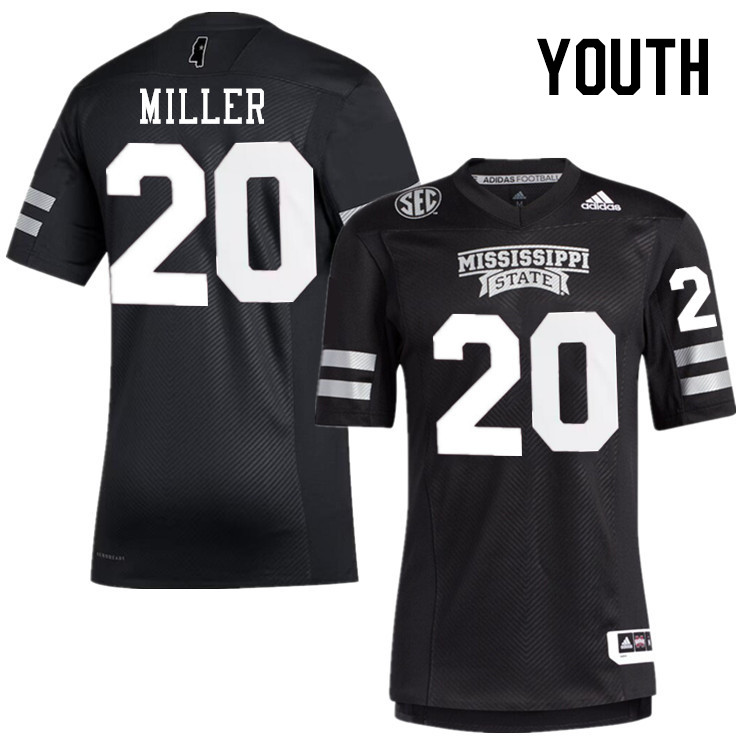 Youth #20 Montre Miller Mississippi State Bulldogs College Football Jerseys Stitched-Black